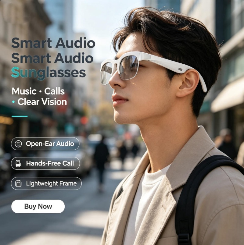 Audio Music Videos - Inteligentne okulary przeciwsłoneczne z otwartym uchem,
