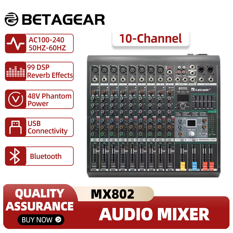 Audio And Music Mixer - Konsola miksująca Leicozic MX802 10-kanałowy mikser