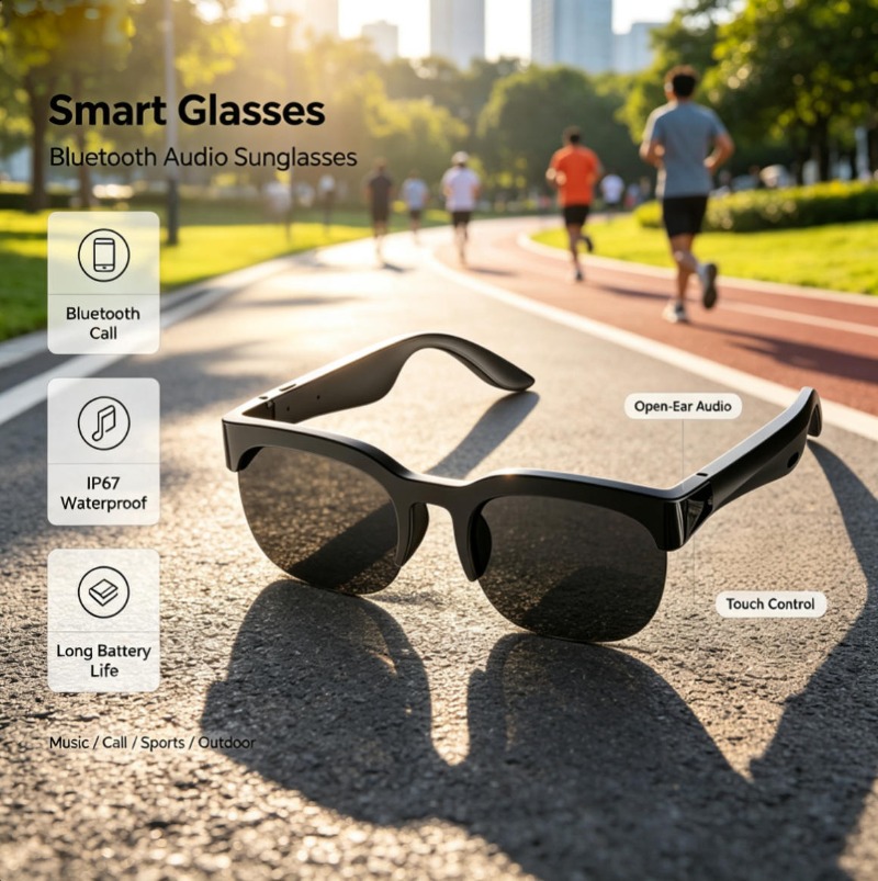 Audio Music Videos - Inteligentne okulary audio Bluetooth z otwartym