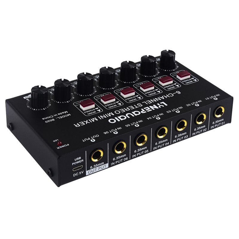 Audio And Music Mixer - Wykwintny, mini 6-kanałowy mikser audio stereo
