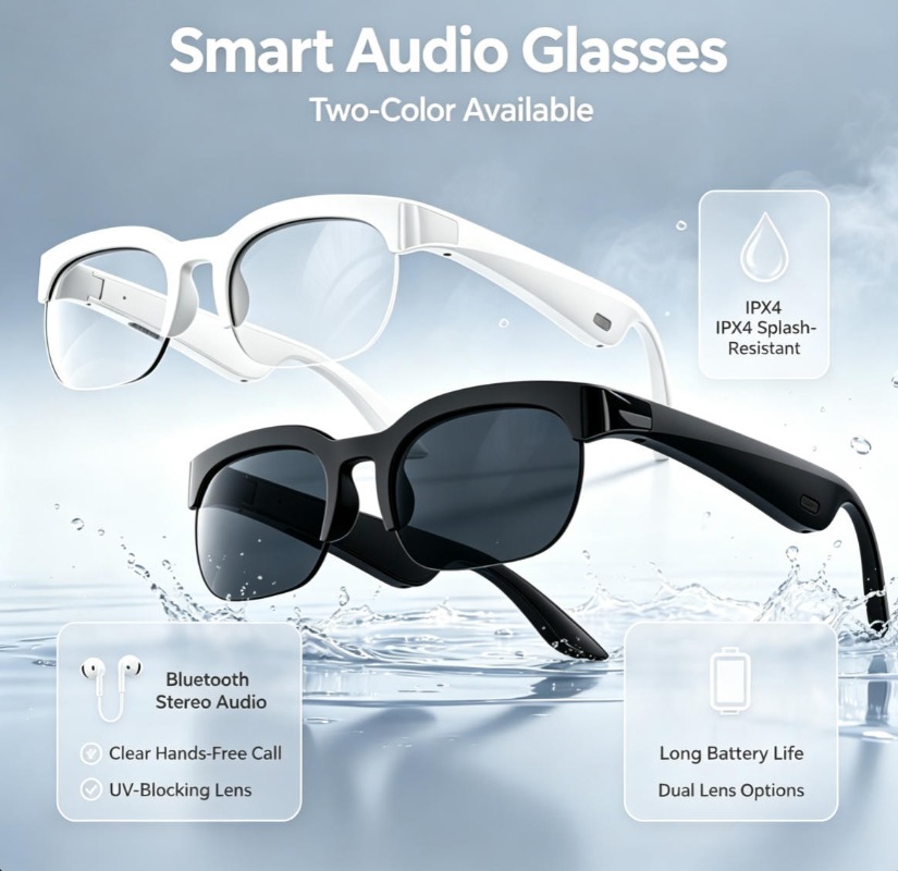 Audio Music Videos - Inteligentne okulary audio w 2 kolorach,